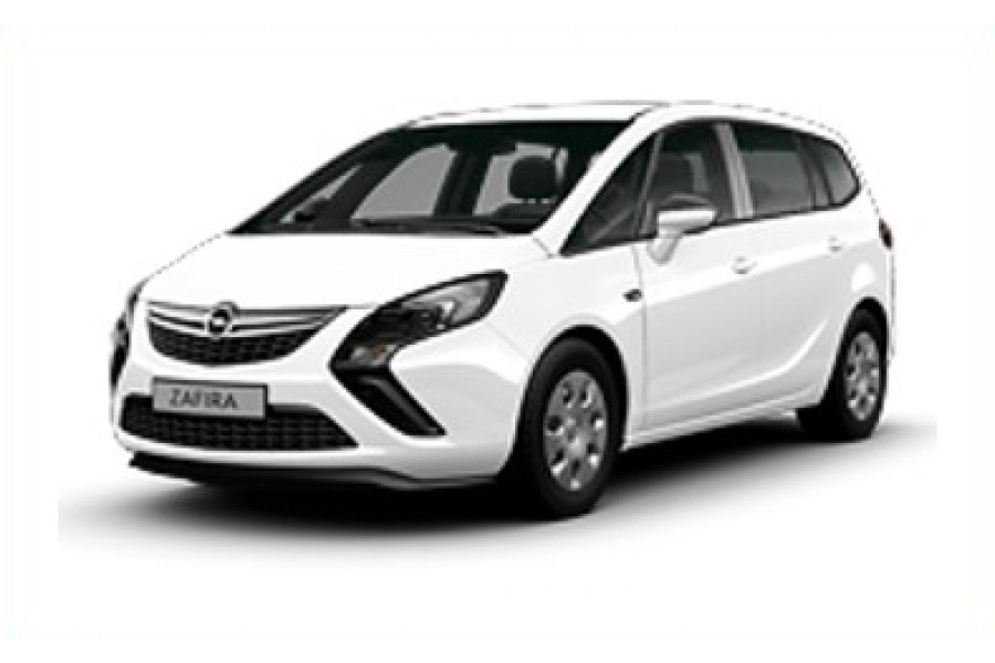 Opel Zafira huren | AutoRent | Klasse G5+2 | Witte Opel in parkeerstand